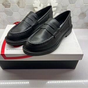 Blondo Halo Womens Penny Loafer Sz 8.5 M Black Leather Waterproof Slip On Shoes